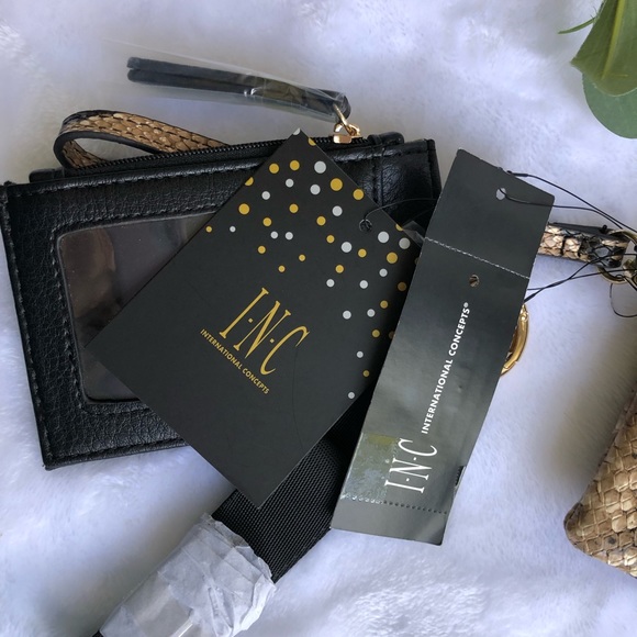 INC International Concepts Wristlet & Card Case Lanyard Camel Snake, NWT - Picture 4 of 5